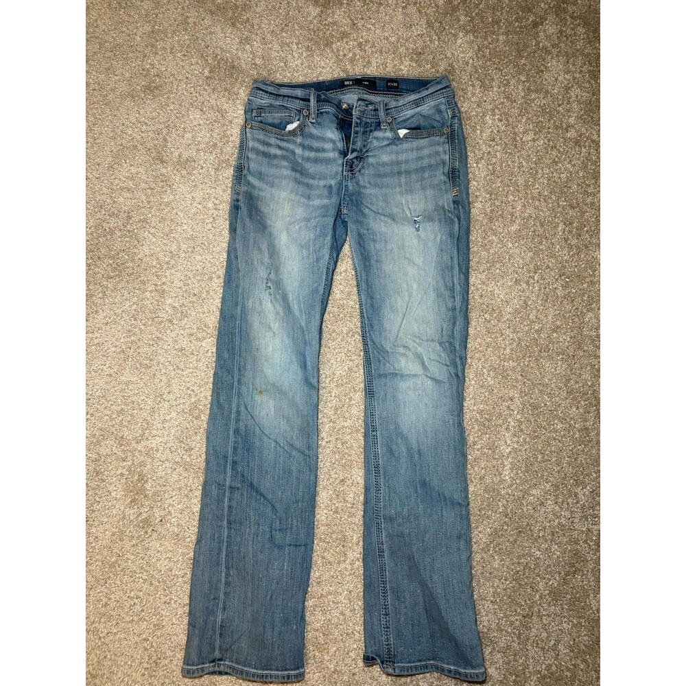 BKE Aiden Men's Light Wash Distressed Straight Leg Denim Jeans 31x32
